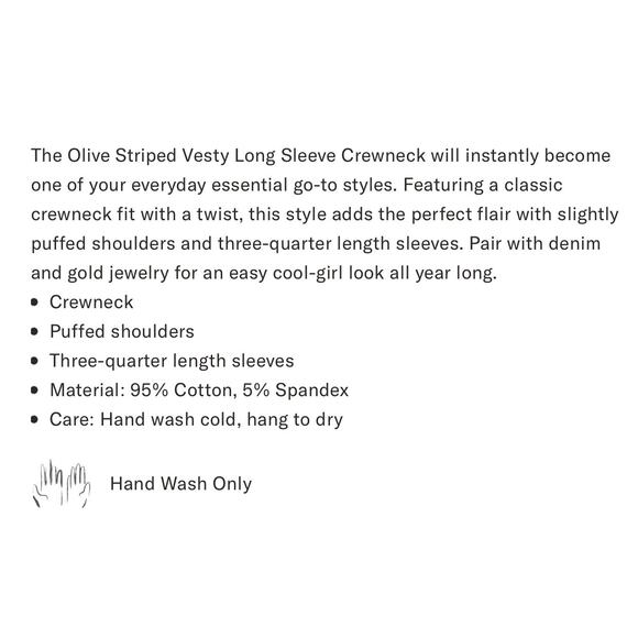 TUCKERNUCK Pomander Place Olive Striped Vesty Long Sleeve Crewneck NWT Medium - Picture 10 of 10